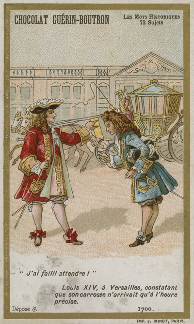 Tarjeta comercial de Chocolat Guerin-Boutron, serie Palabras Históricas de French School