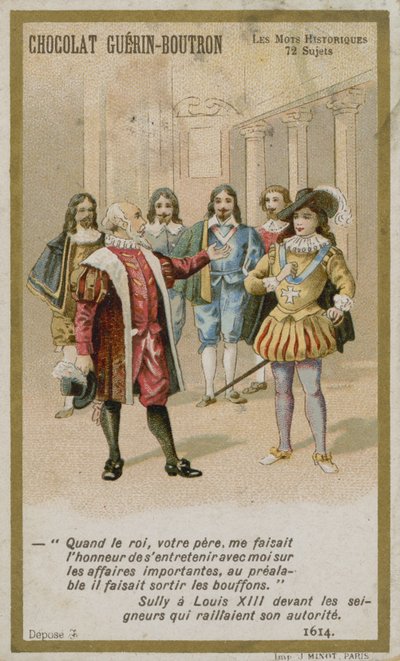 Tarjeta comercial de Chocolat Guerin-Boutron, serie Palabras Históricas de French School