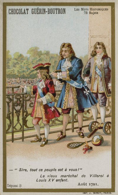 Tarjeta comercial de Chocolat Guerin-Boutron, serie Palabras Históricas de French School