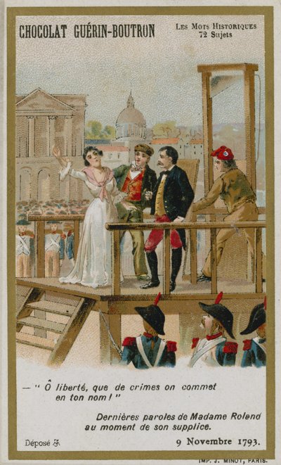 Tarjeta comercial de Chocolat Guerin-Boutron, serie Palabras Históricas de French School
