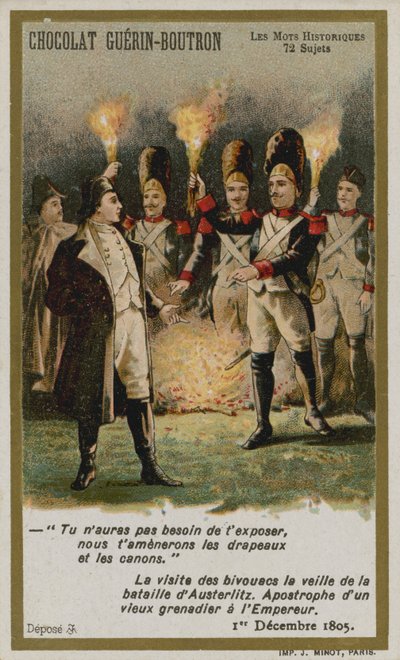 Tarjeta comercial de Chocolat Guerin-Boutron, serie Palabras Históricas de French School