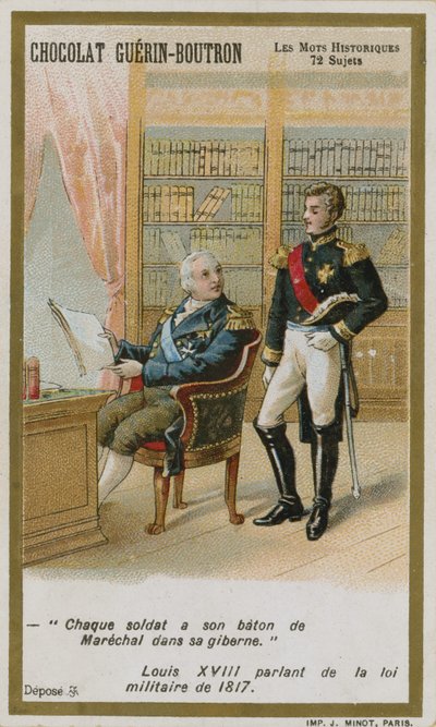 Tarjeta comercial de Chocolat Guerin-Boutron, serie Palabras Históricas de French School