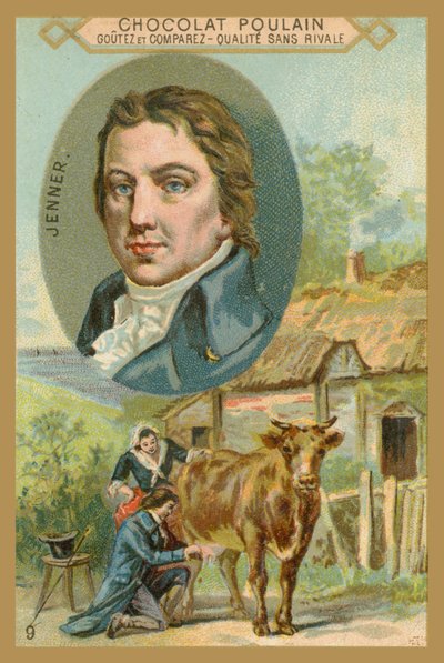 Tarjeta comercial de Chocolat Poulain, Edward Jenner de French School