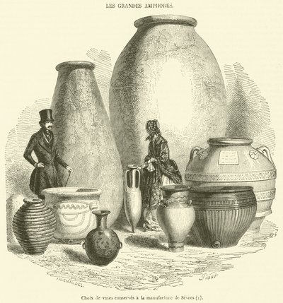 Selección de jarrones conservados en la Manufactura de Sevres (grabado) de French School