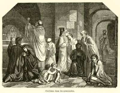 Cristianos en las catacumbas de French School