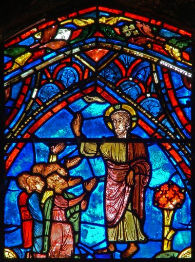Cristo bendiciendo a un grupo de personas de French School