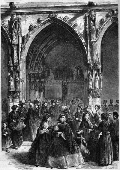 Domingo de Ramos: distribución de las ramas en la puerta de la iglesia Saint Germain l