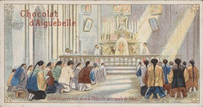 Cristianos adorando en la Capilla Episcopal de Beijing de French School