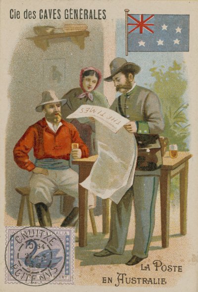 Tarjeta comercial de Cie des Caves Generales, postal de French School