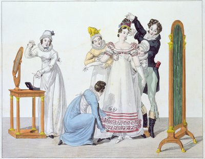Cinq pour Une, lámina 3 de la serie Le Bon Genre, principios del siglo XIX de French School
