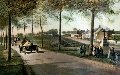 Circuito automovilístico de la Sarthe: una curva en Ardenay (postal) de French School