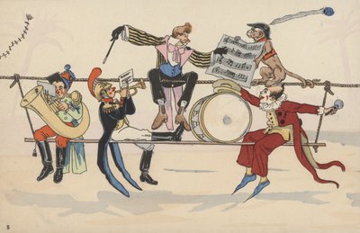 Escena de circo, de un conjunto de postales interconectadas de French School