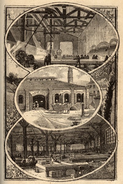 Cirey-sur-Vezouze (Meurthe-et-Moselle) - MANUFACTURE DES GLACES - grabado en “PATRIE” - DESCRIPTION PECTUREQUIREE DE LA FRANCE EN 6 VOLUES BY LUCIEN HUARD - finales del siglo XIX de French School