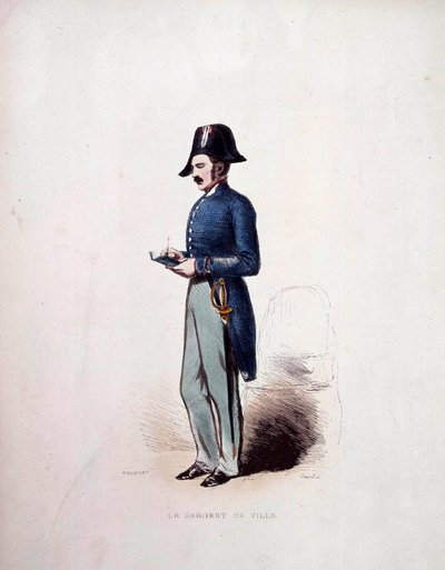 Uniforme de Sargento de la Ciudad, miembro de las fuerzas policiales bajo la Monarquía de Julio (1830-1848) Siglo XIX de French School
