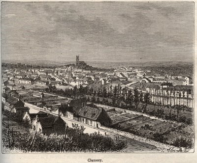 Clamecy - Nievre - Borgoña - grabado en “La France illustrée: geografía, historia, administración estadística” de V.A. Malt-Brown. 1884 de French School