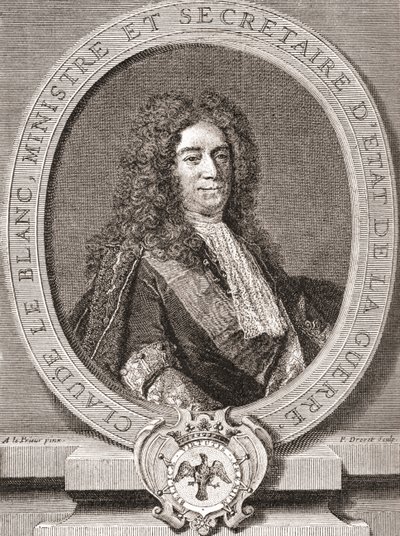 Claude Le Blanc, 1669-1728. Funcionario real francés del antiguo régimen y dos veces Secretario de Estado de Guerra. De Les Heures Libres publicado en 1908. de French School