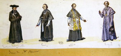 Trajes clericales en Francia durante el siglo XIX de French School