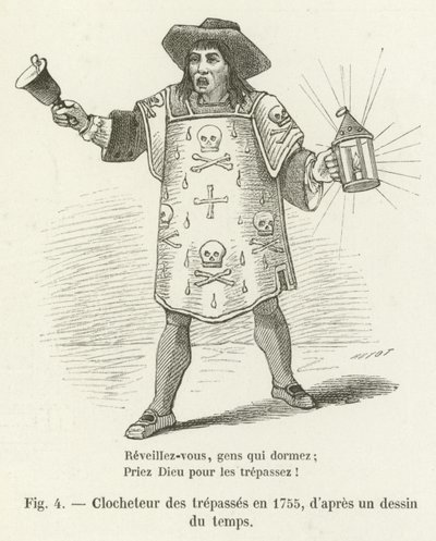 Campanero de los difuntos en 1755, según un dibujo de la época de French School