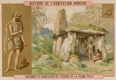 Ropa y casa del hombre de la edad de piedra de French School