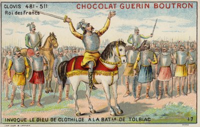 Clodoveo I invocando al Dios de Clotilde en la Batalla de Tolbiac, 496 de French School