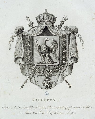 Escudo de armas de Napoleón I - en "Armorial General del Imperio Francés" por H. Simon de French School