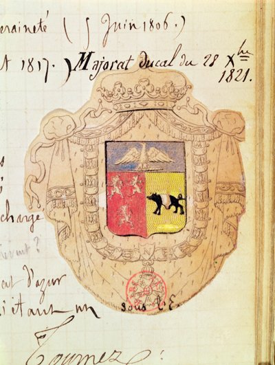 Escudo de armas de Charles Maurice de Talleyrand-Périgord (1754-1838) Príncipe de Benevento de French School