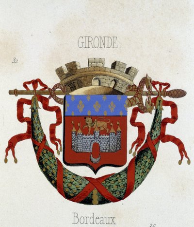 Escudo de armas de la ciudad de Burdeos - en "Armorial National de France", por H. Traversier, París de French School