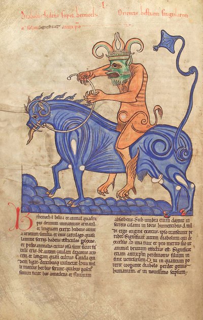 Satanás montando un Behemoth, del Liber Floridus de Lambert de Saint-Omer c.1120 de French School
