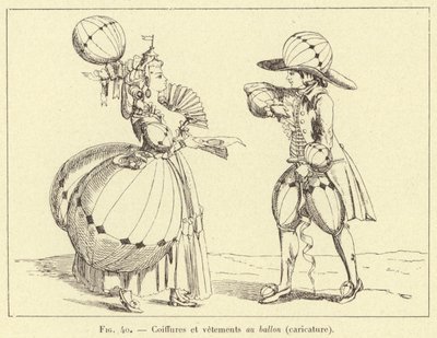 Peinados y ropas en el globo (caricatura) de French School