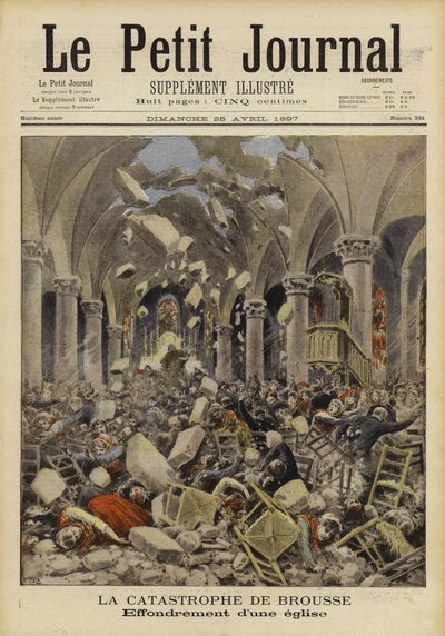 Colapso del techo de una iglesia, Brousse, Francia, 1897 de French School
