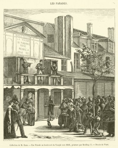 Colección de M Baur, Un Desfile en el bulevar del Templo hacia 1816 de French School