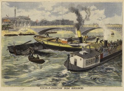 Colisión en el río Sena, París, 1897 de French School