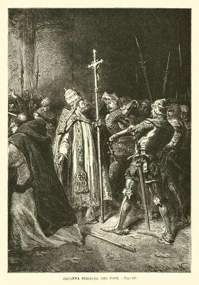 Colonna golpeando al Papa de French School