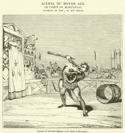 Combate del caballero Macaire y el perro de Montargis de French School