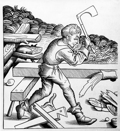 Compañero de deber o compañero del gran hacha de tala, carpintero, finales del siglo XV de French School