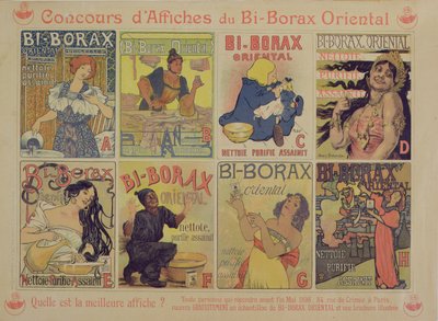 Concurso para el mejor cartel publicitario del agente de limpieza francés Bi-Borax Oriental, 1898 de French School