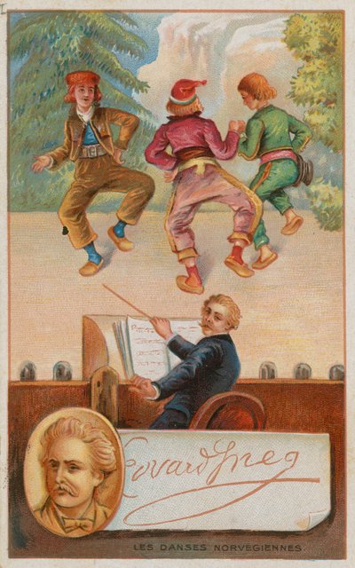 Compositor Edvard Grieg y Danzas noruegas de French School