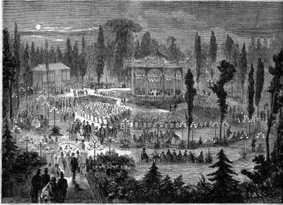 Concierto de la orquesta Musard en los Campos Elíseos, París de French School