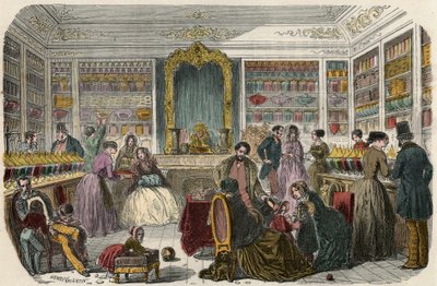 Tienda de confitería en París en el siglo XIX - Grabado en “Tableau-de-Paris” de Edmond Texier 1852 de French School