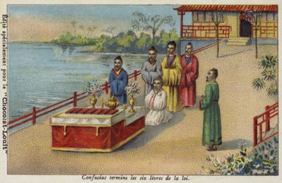 Confucio completando los Seis Libros de la Ley, China de French School