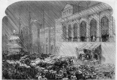 Constantinopla, 23 de diciembre de 1876: proclamación de la Constitución Otomana en el patio de la Sublime Puerta. Grabado en “Le Monde Illustré” n°1031 del 13 de enero de French School