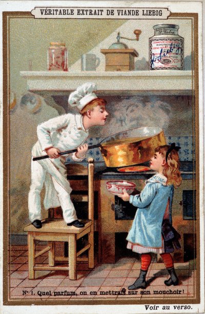 Cocinero en su horno - cromo. Liébig de French School