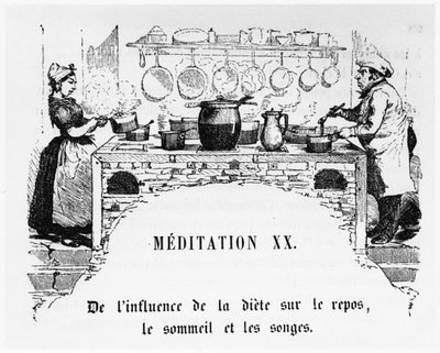 Cocina, ilustración de La Physiologie du Goût, ou Méditations de Gastronomie por Anthelme Brillat-Savarin (1755-1826) de French School