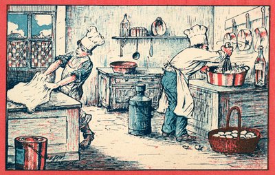 Cocineros trabajando en una cocina de French School