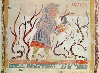 Copia de un original medieval que representa Marzo, de las Ocupaciones de los Meses, de la Capilla de Pritz, Laval de French School