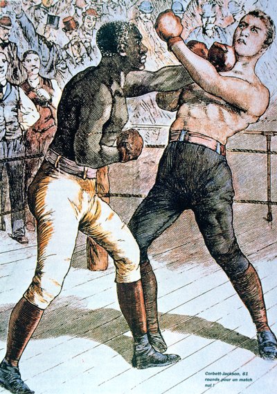 Corbett-Jackson: 61 asaltos por un No Match! 1891 de French School