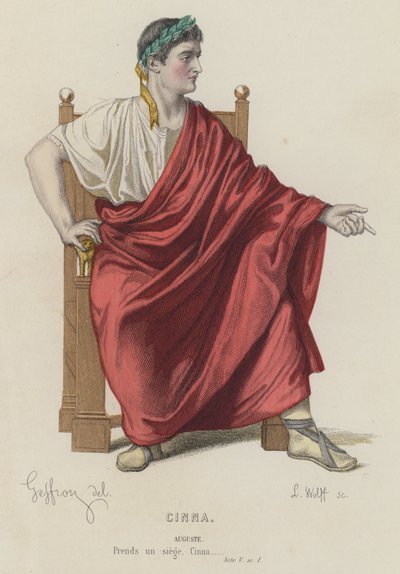 Corneille, Cinna, Acto V, Escena I (grabado coloreado) de French School