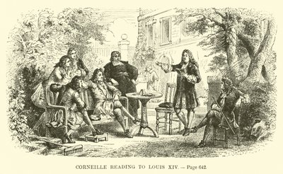 Corneille leyendo a Luis XIV de French School