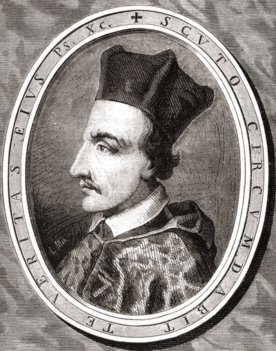 Cornelio Jansen, Obispo de Ypres, grabado por Pannemaker después de Latenacci, de 