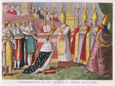Coronación de Carlos X (1757-1836) en Reims, 29 de mayo de 1825 (grabado en color) de French School